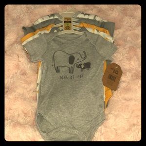 5 Pack Elephant Themed Onesies